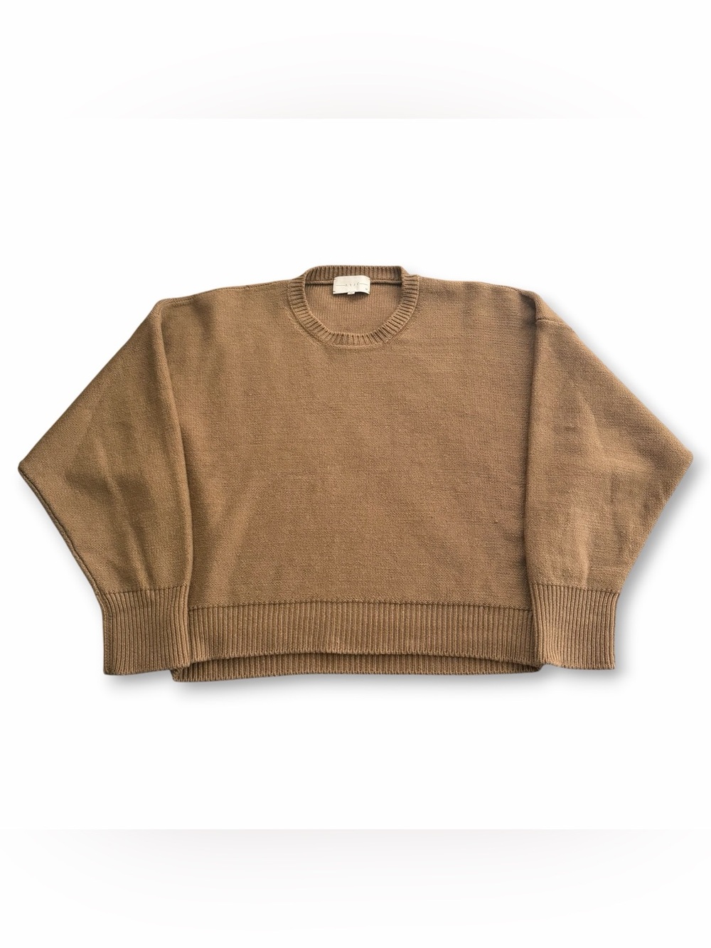 ARJÉ Formentera Chunky Knit Sweater Virgin Wool Linen Camel Tan